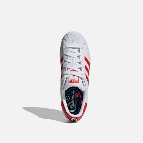 Adidas Original Women's Superstar White and Red, Size 8 - Picture 5 of 7